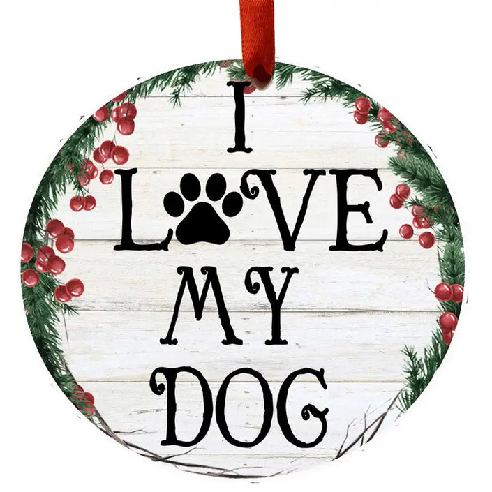 I Love My Dog Ceramic Wreath Ornament