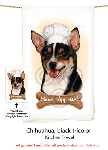 Chihuahua Tricolor Flour Sack Kitchen Towel