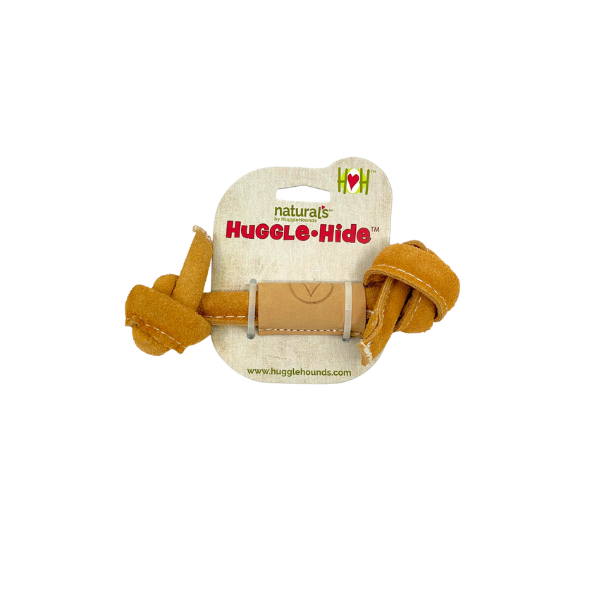 Huggle-Hide Natural Leather Knotted Bone Dog Toy