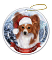 Papillion (Red & White) Santa Hat Dog