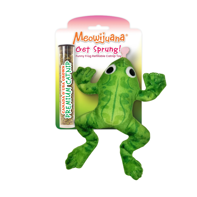 Meowijuana® Get Sprung Frog Refillable Cat Toy