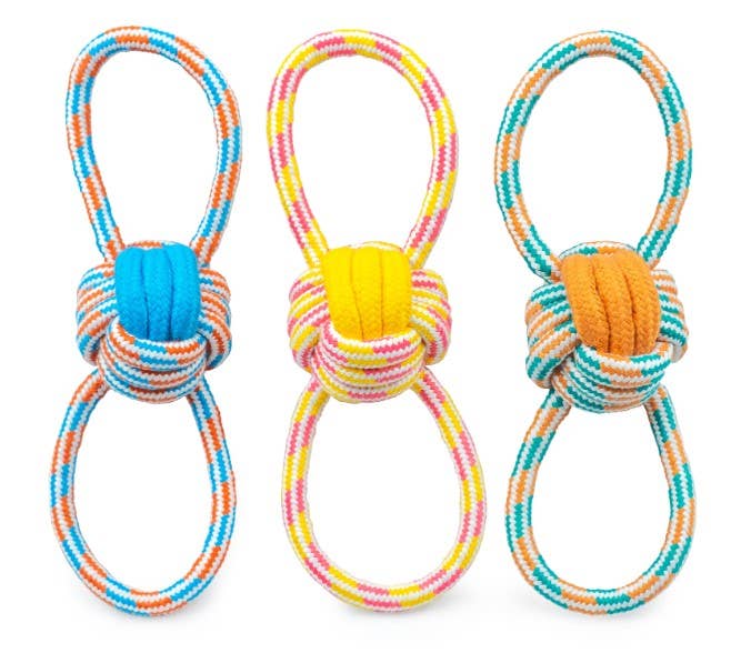 ThoozyPet Figure 8 Knot Ball Rope Dog Toy Blue / Red 11.5