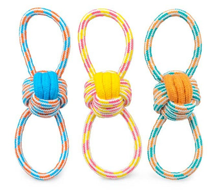 ThoozyPet Figure 8 Knot Ball Rope Dog Toy Blue / Red 11.5