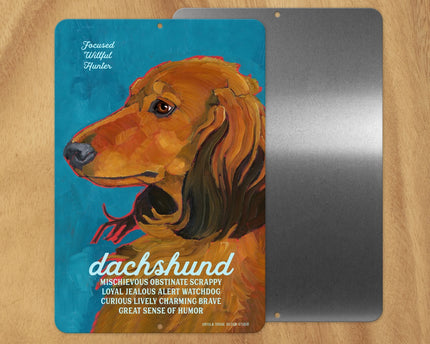 Dachshund (Long Hair Red, Side View) -UD Metal Sign