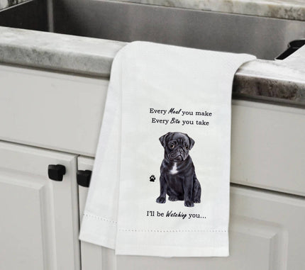 Pug Black Kitchen Towel