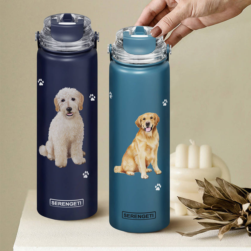 Border Collie Stainless Steel Water Bottle 24 Oz. Serengeti