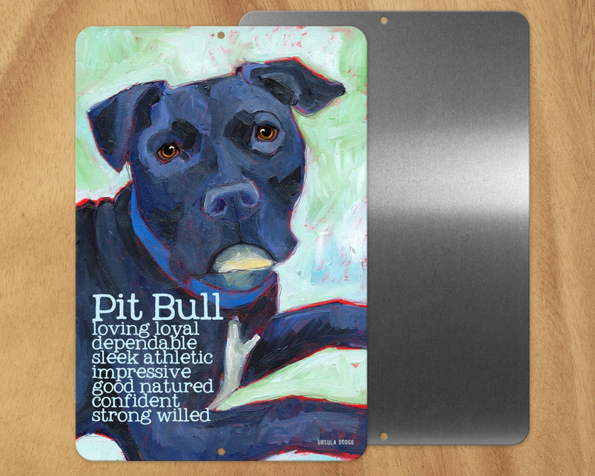 Pit Bull (Black, Uncropped) -UD Metal Sign