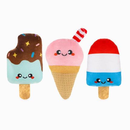 Dog Toy Cool Pup Ice Cream Ice Pop Food Party Plush Toy Set