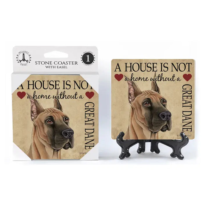 Great Dane - A House Is Not A Home Absorbent Stone Coaster