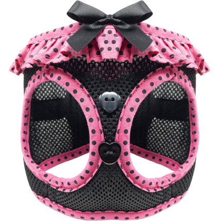 American River Polka Dot Dog Harness - Hot Pink & Black