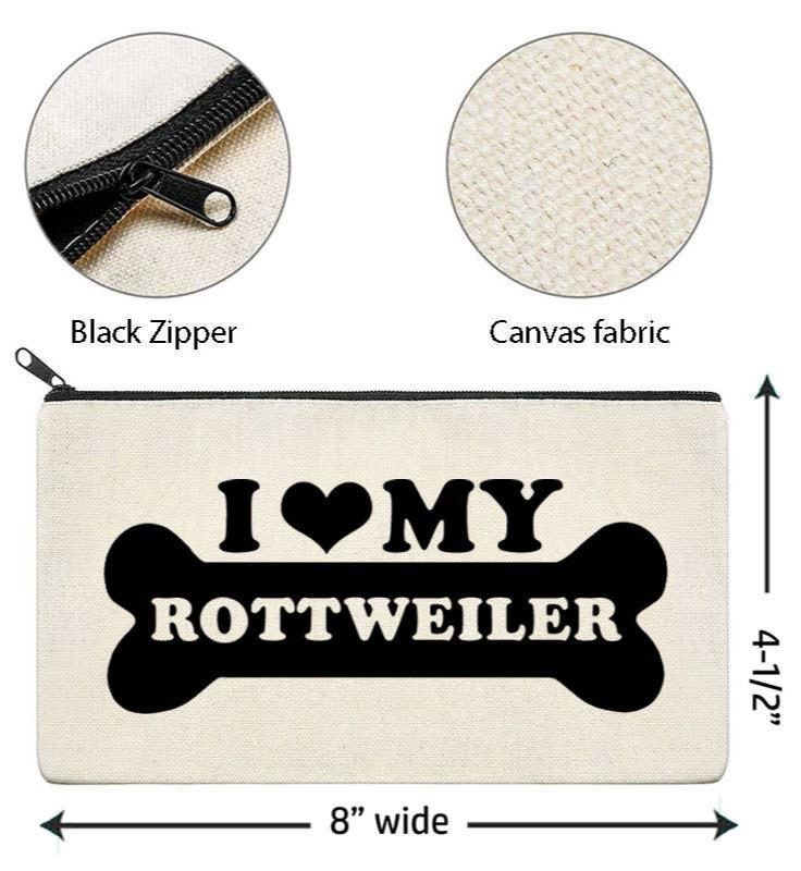 I Love My Rottweiler Canvas Multi-Use Zipper Bag