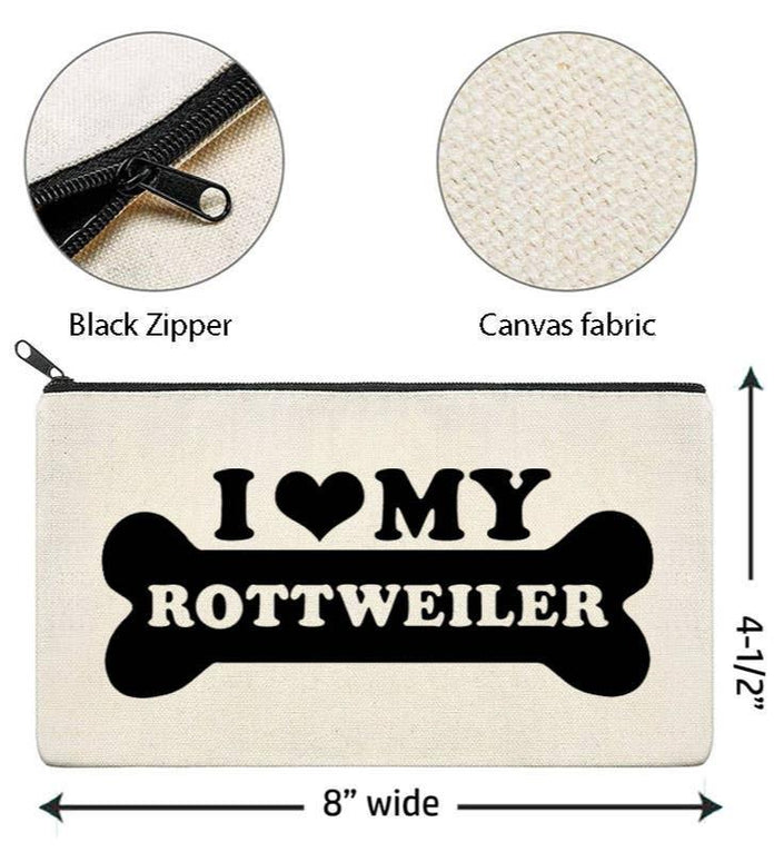 I Love My Rottweiler Canvas Multi-Use Zipper Bag