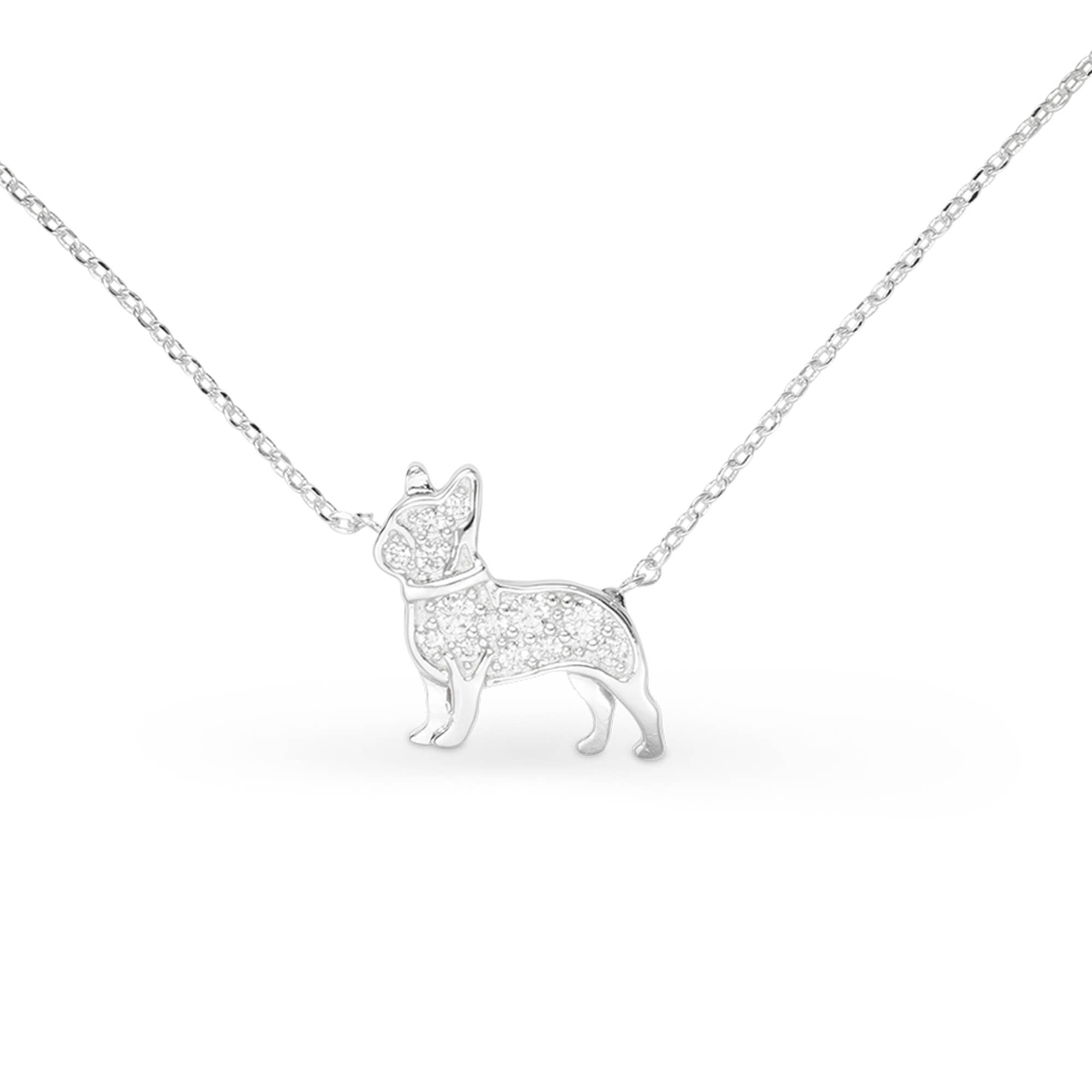 Silver CZ Pet Dog Necklace
