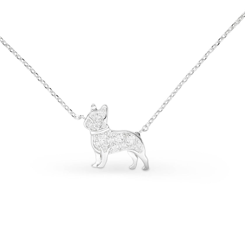 Silver CZ Pet Dog Necklace