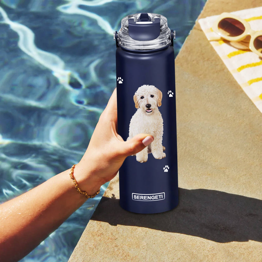 Goldendoodle Stainless Steel Water Bottle 24 Oz. Serengeti