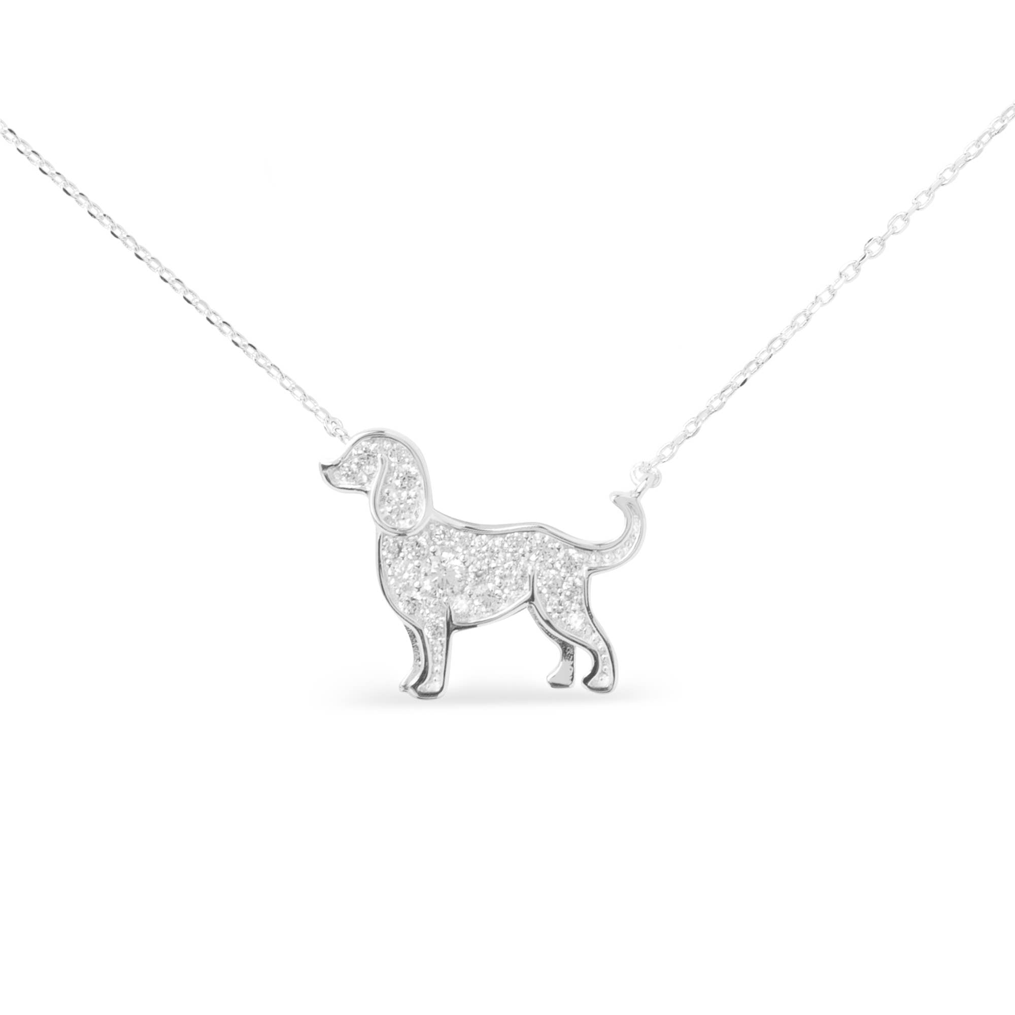 Silver CZ Pet Dog Necklace