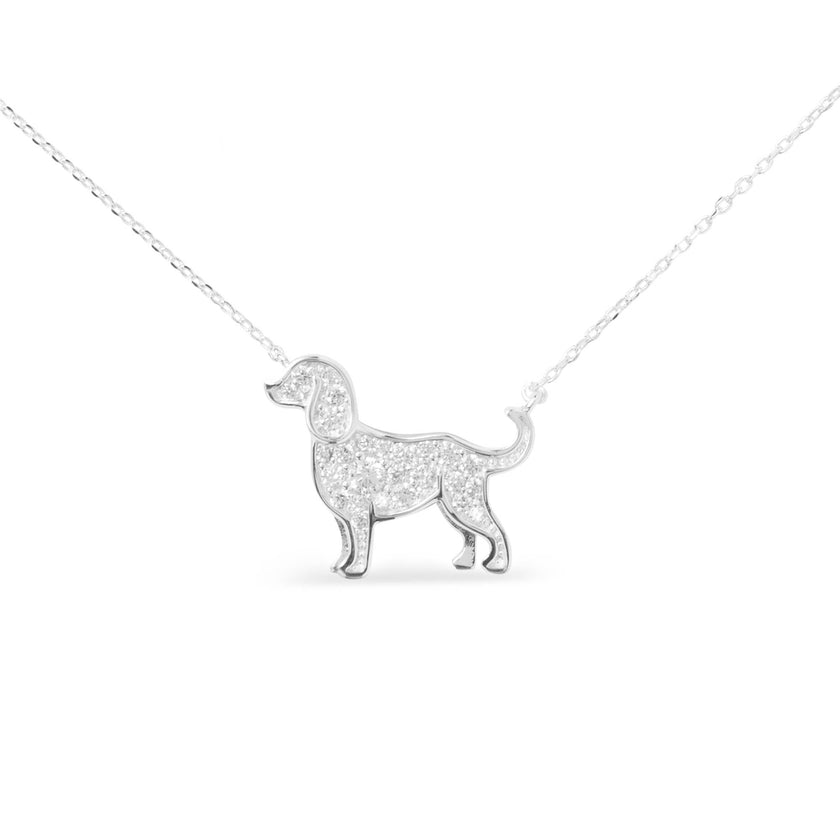 Silver CZ Pet Dog Necklace