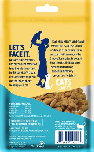 Cat Treat Kitty Kitty Surf Freeze Dried White Fish Treat with Krill