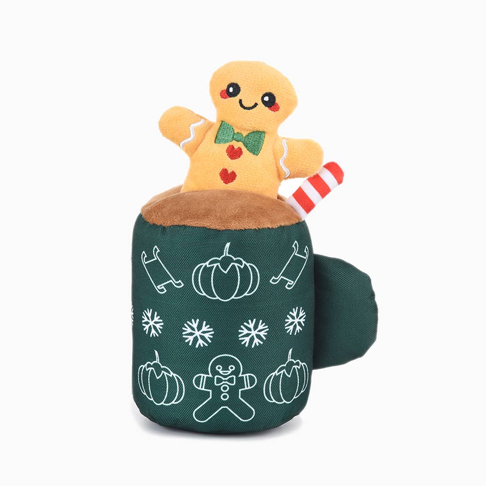 Dog Toy Gingerbread Latte Happy Woofmas Christmas Plush Toy Set