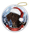 German Shorthair Santa Hat Dog Porcelain Ornament
