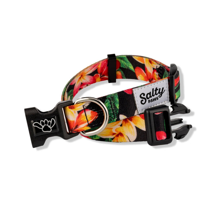 Hawaiian Print Dog Collar Tropical Black Floral Collar