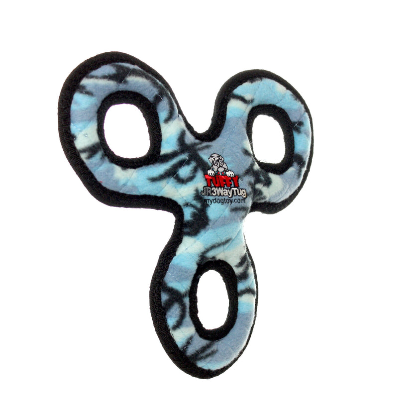 Tuffy Jr 3 WayTug - Camo Blue, Durable, Squeaky Dog Toy