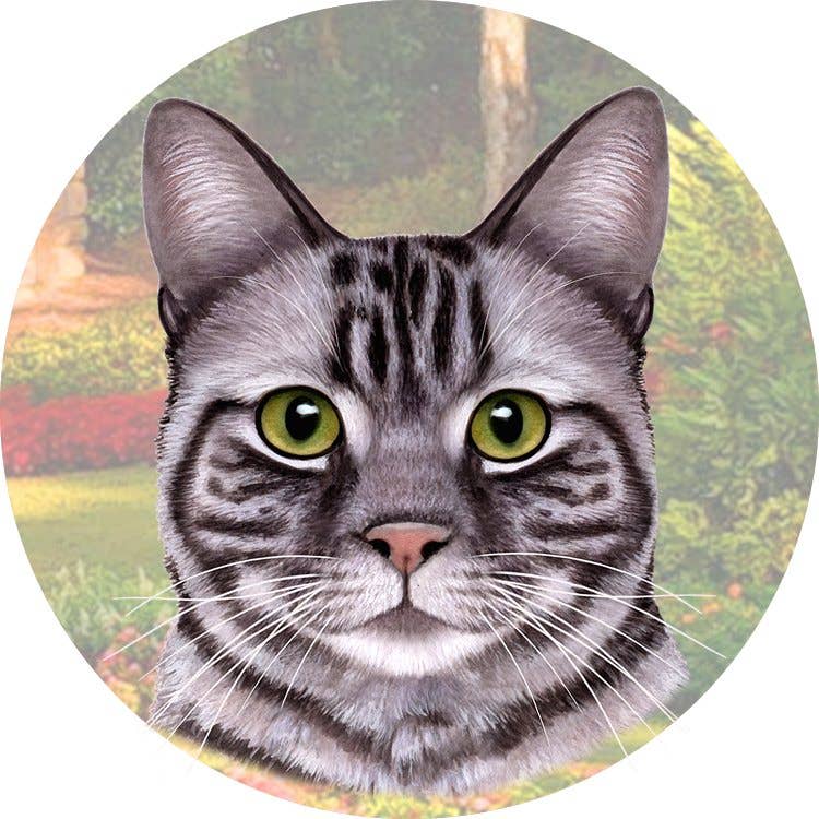 Tabby Silver Car Coaster: Sitting