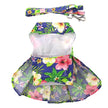 Blue Lagoon Hawaiian Hibiscus Dog Dress w/ Matching Leash