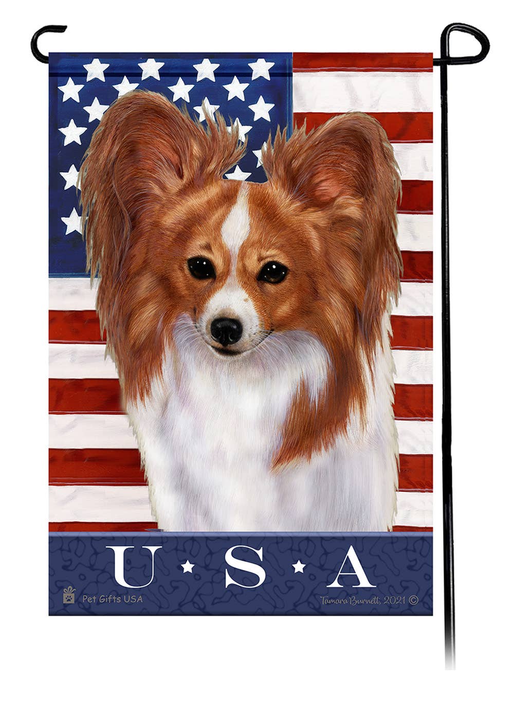 Papillon Red & White True Blue Garden Flag