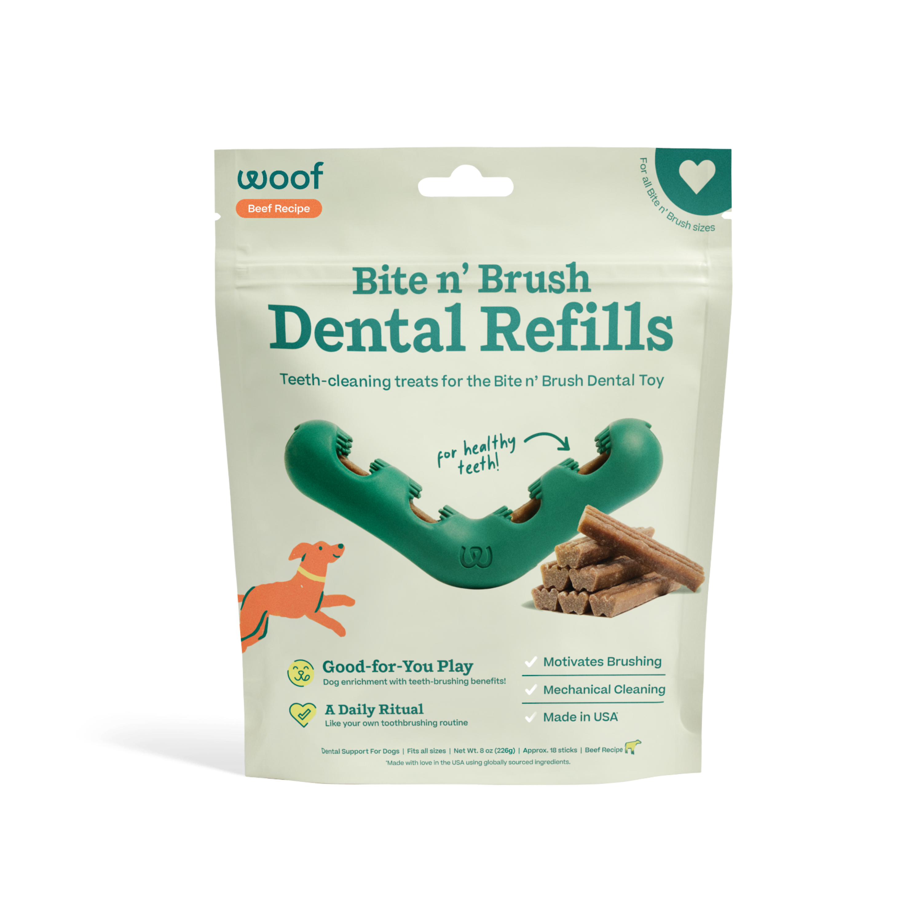 Dog Treat Beef Bite N' Brush Dental Refills