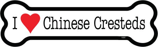 Chinese Crested I (heart) Chinese Cresteds Bone Shaped Magnet