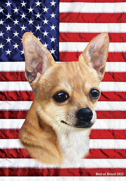 Chihuahua Tan Smooth Patriotic III Garden Flag