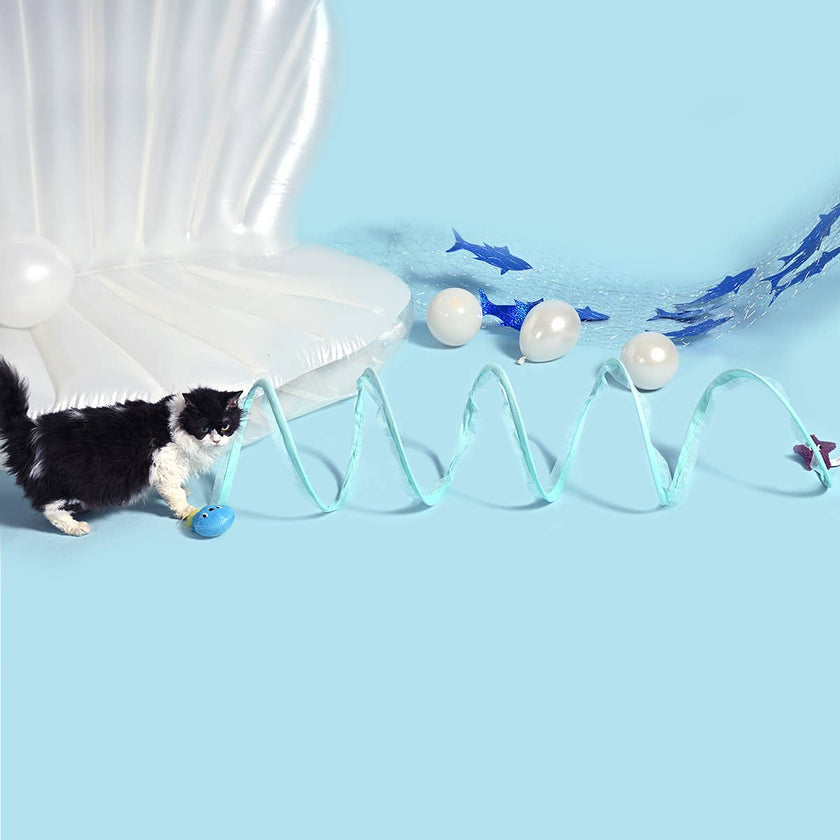 Cat Toy Tunnel Ocean Meow Buddies Catnip Jellyfish and Sea Star Spiral Tunnel Catnip Toy
