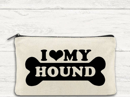 I Love My Hound Canvas Multi-Use Zipper Bag