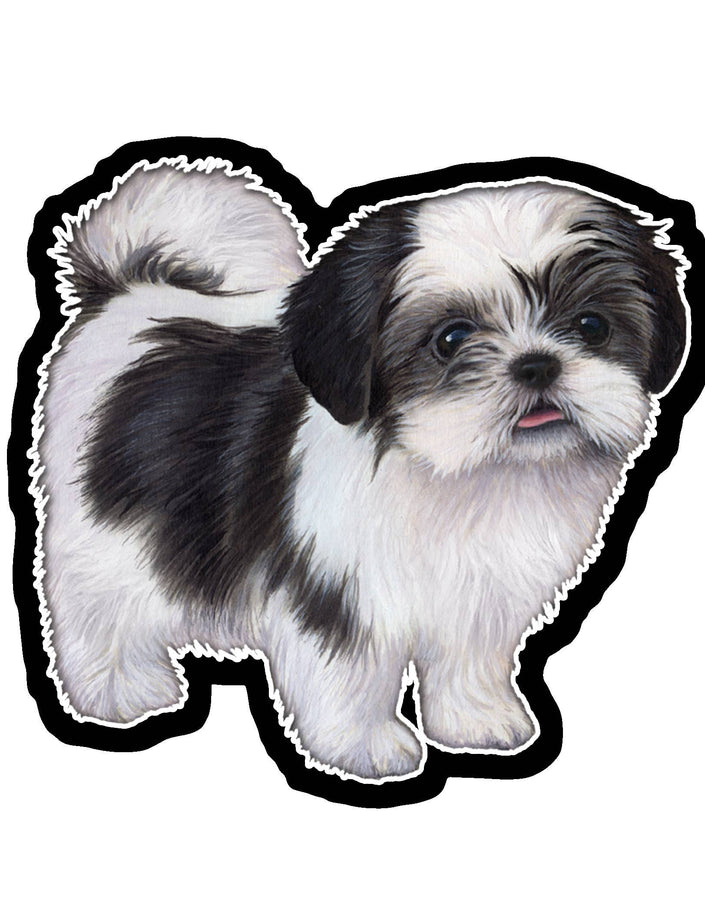 Shih Tzu, Black & White Puppy Cut  - Vinyl Sticker