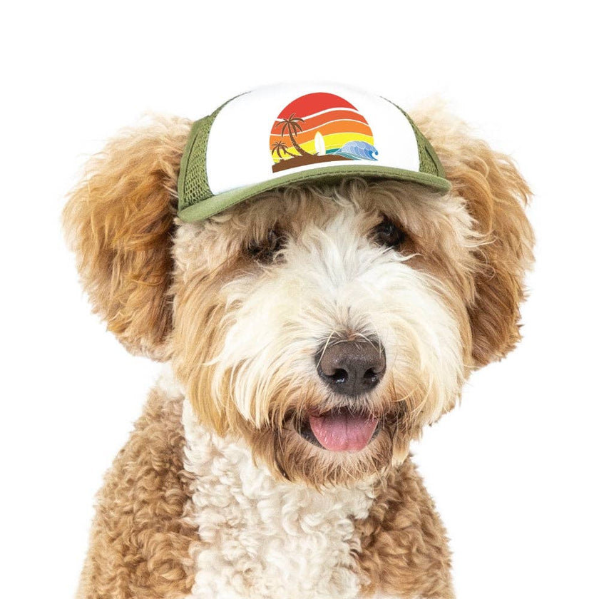 Trucker Hat for Dogs/Cats: Island Sunset Black/ L