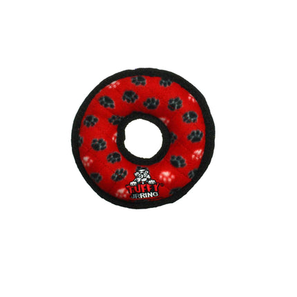 Tuffy Jr Bone Yellow & Ring Red Paw 2 Pack, Durable Dog Toys