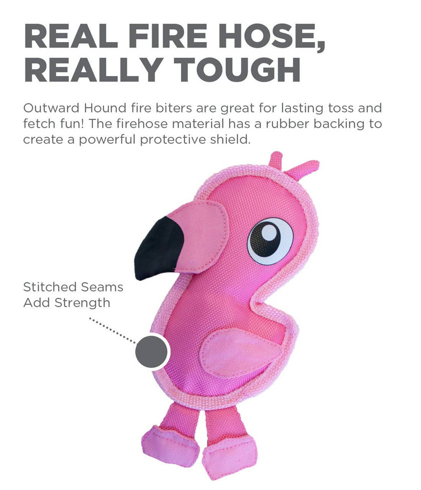 Outward Hound Fire Biterz Flamingo Durable Dog Toy Pink SM