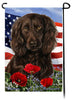 Boykin Spaniel Chocolate - Patriotic Flowers Garden Flag