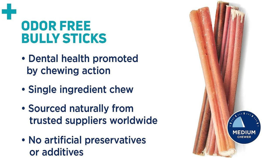 Dog Treat Barkworthies Bully Stick Odor Free Dog Treat