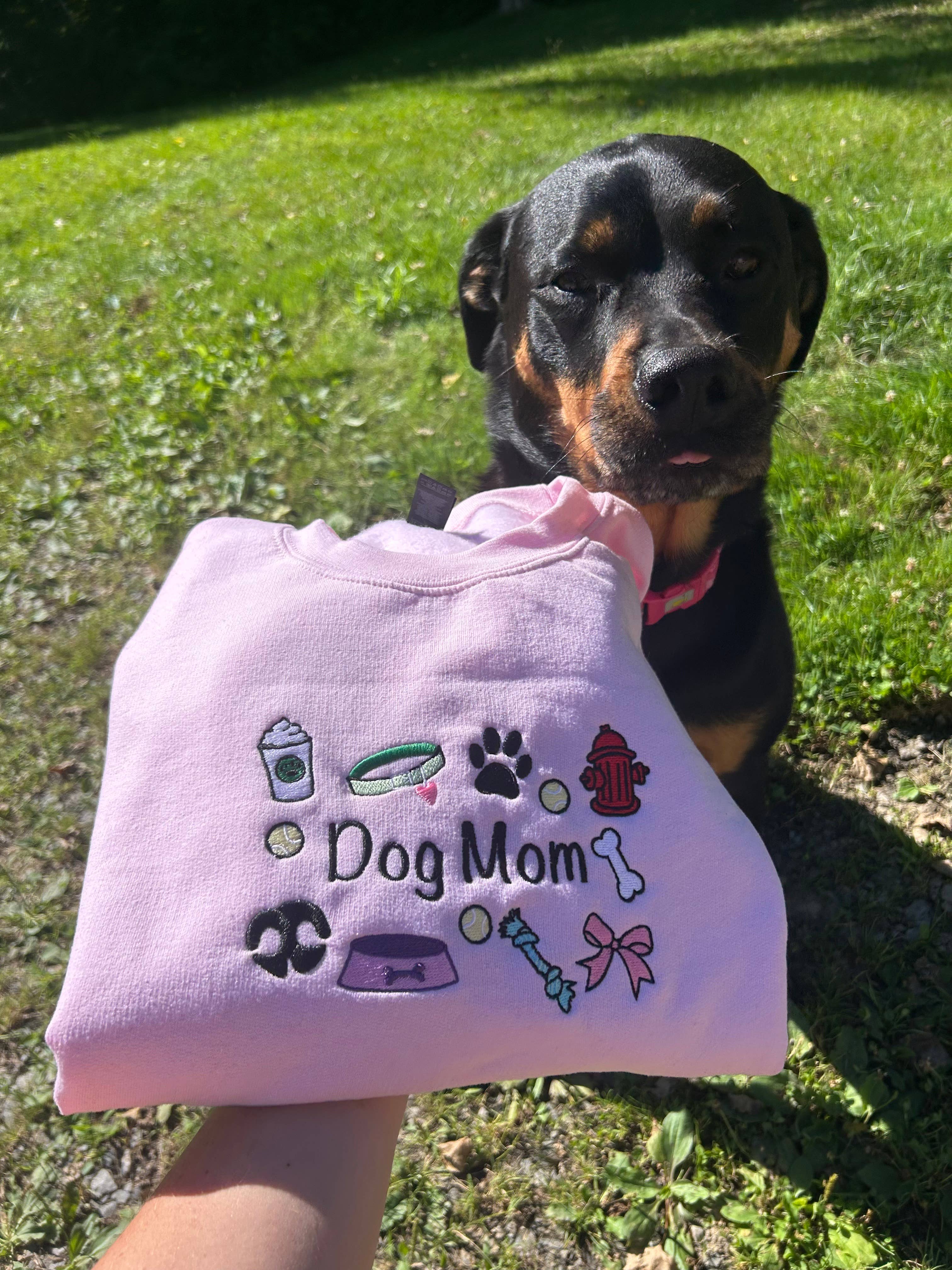 Crewneck Embroidered Dog Mom Essentials Sweatshirt