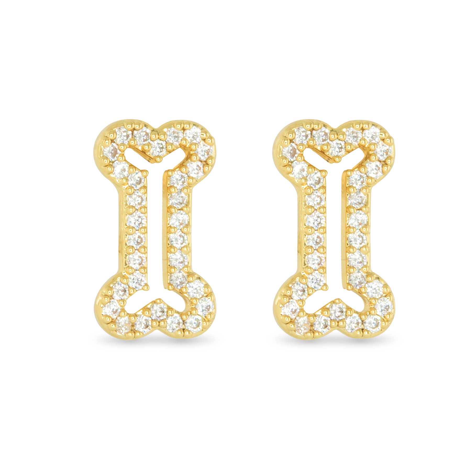 Earrings Dog Bone Gold CZ Fashion Jewelry Earrings