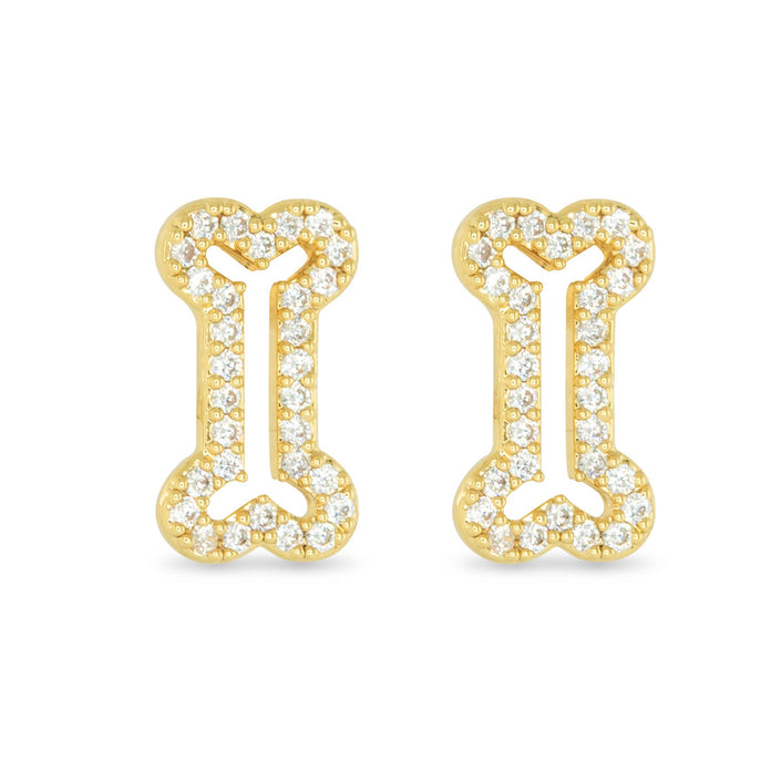 Earrings Dog Bone Gold CZ Fashion Jewelry Earrings