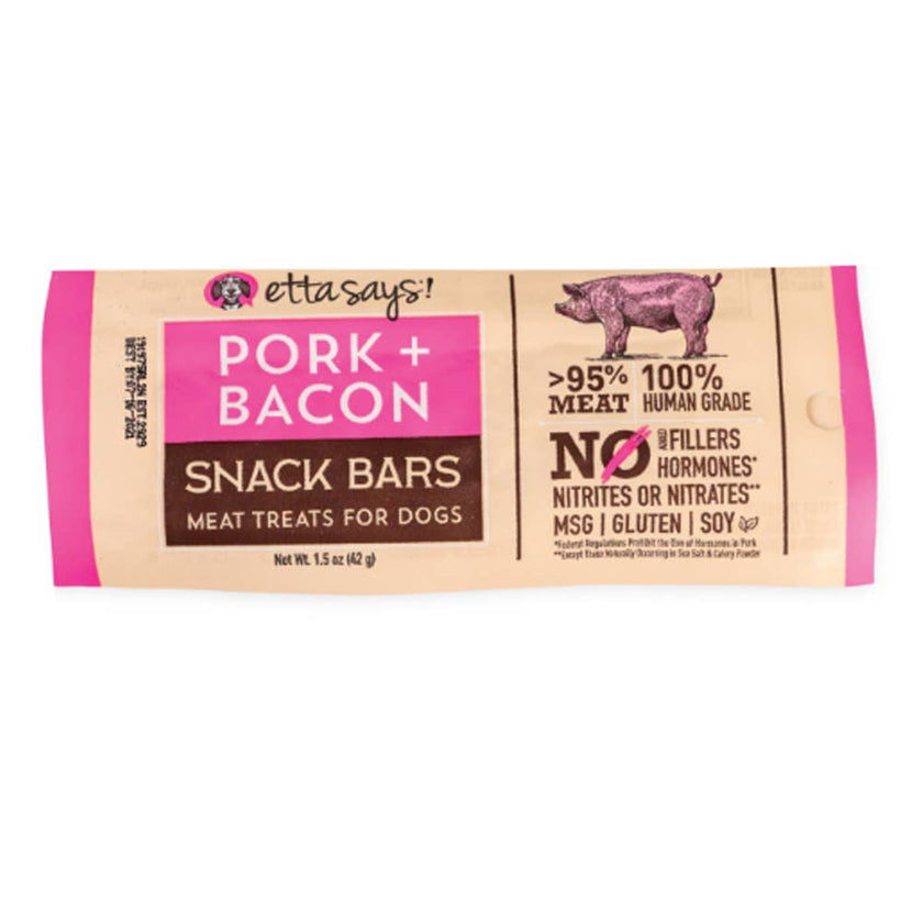 Etta Says! Meat Snack Bar Pork + Bacon Dog Chew 1.5oz- Each