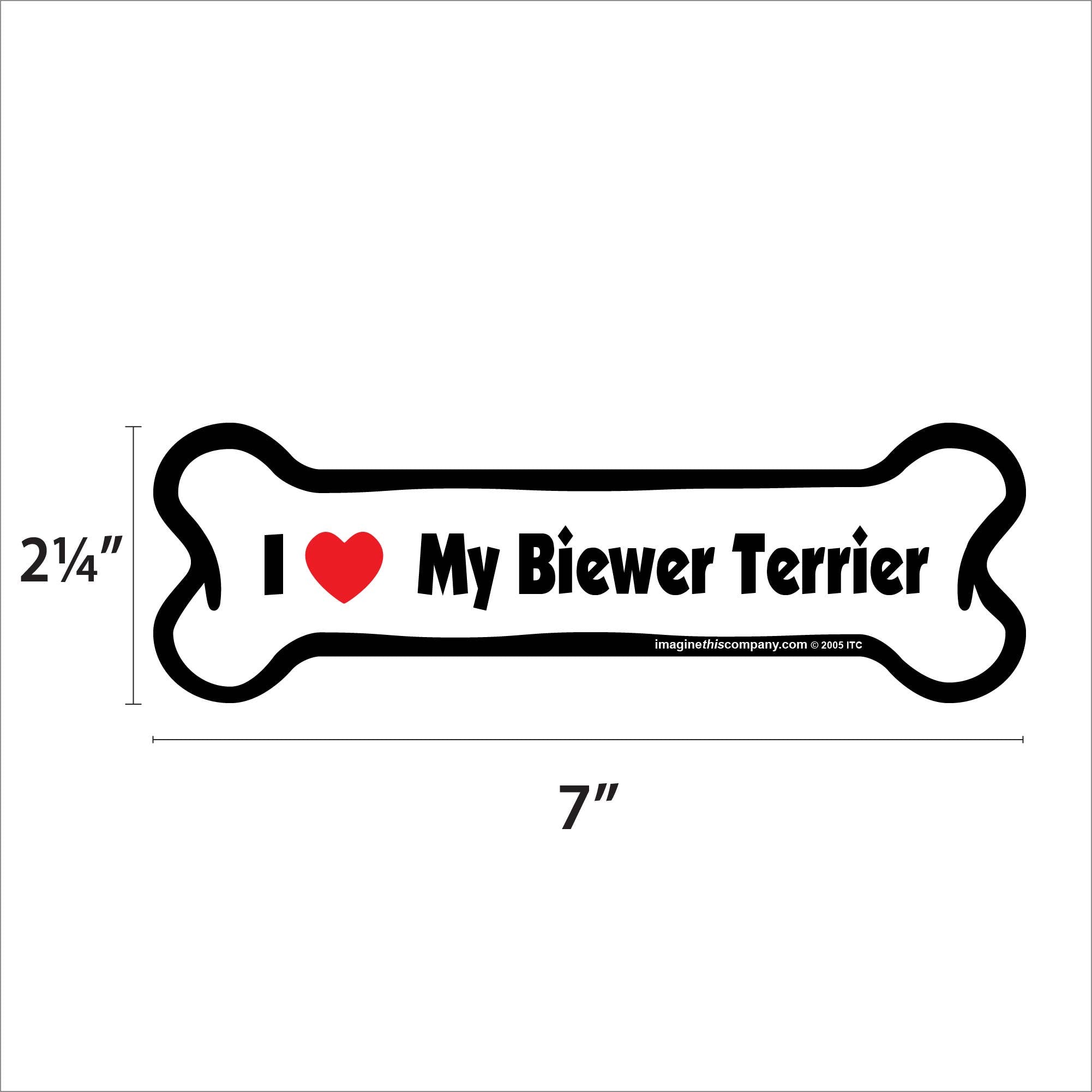 I Love My Biewer Terrier  - Bone Car Magnet