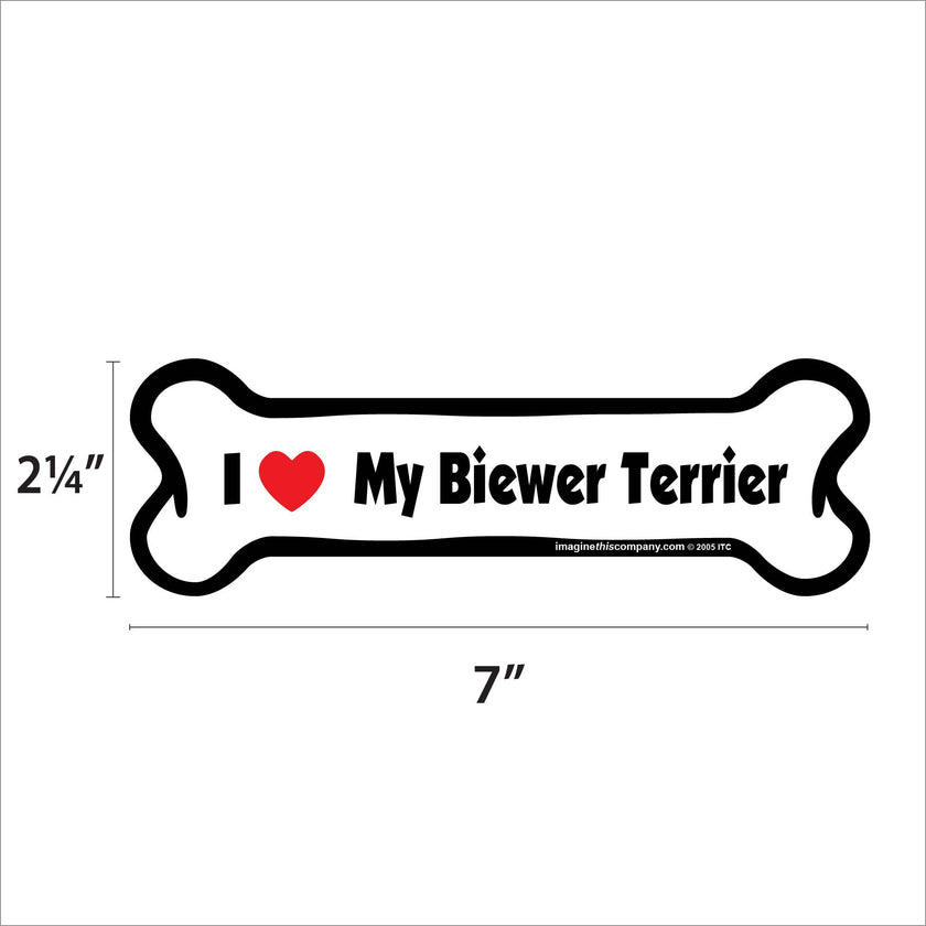 I Love My Biewer Terrier  - Bone Car Magnet