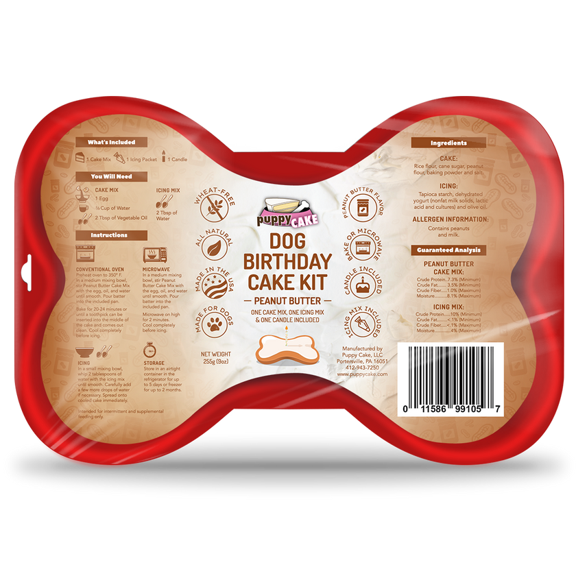 Puppy Cake Dog Birthday Cake Kit Peanut Butter Dog Cake Kit