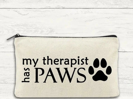 Canvas Zipper Bag - My Therapist Has Paws