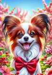 Papillon Red and White Colorful Floral Large House Flag