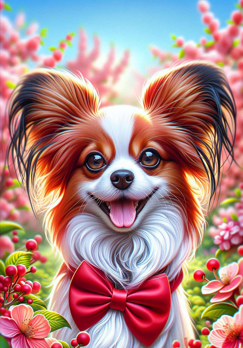 Papillon Red and White Colorful Floral Large House Flag